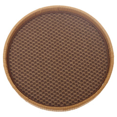 Round Yellow Woven Tray Large – Natural Open-Weave Decorative Tray | HBT 16-9