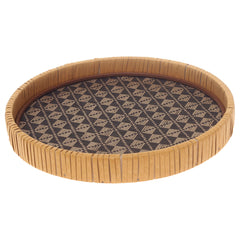 Round Yellow Woven Tray with Geometric Pattern – Small, Medium & Large