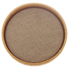 Round Yellow Woven Tray Medium – Natural Decorative Tray | HBT 16-8