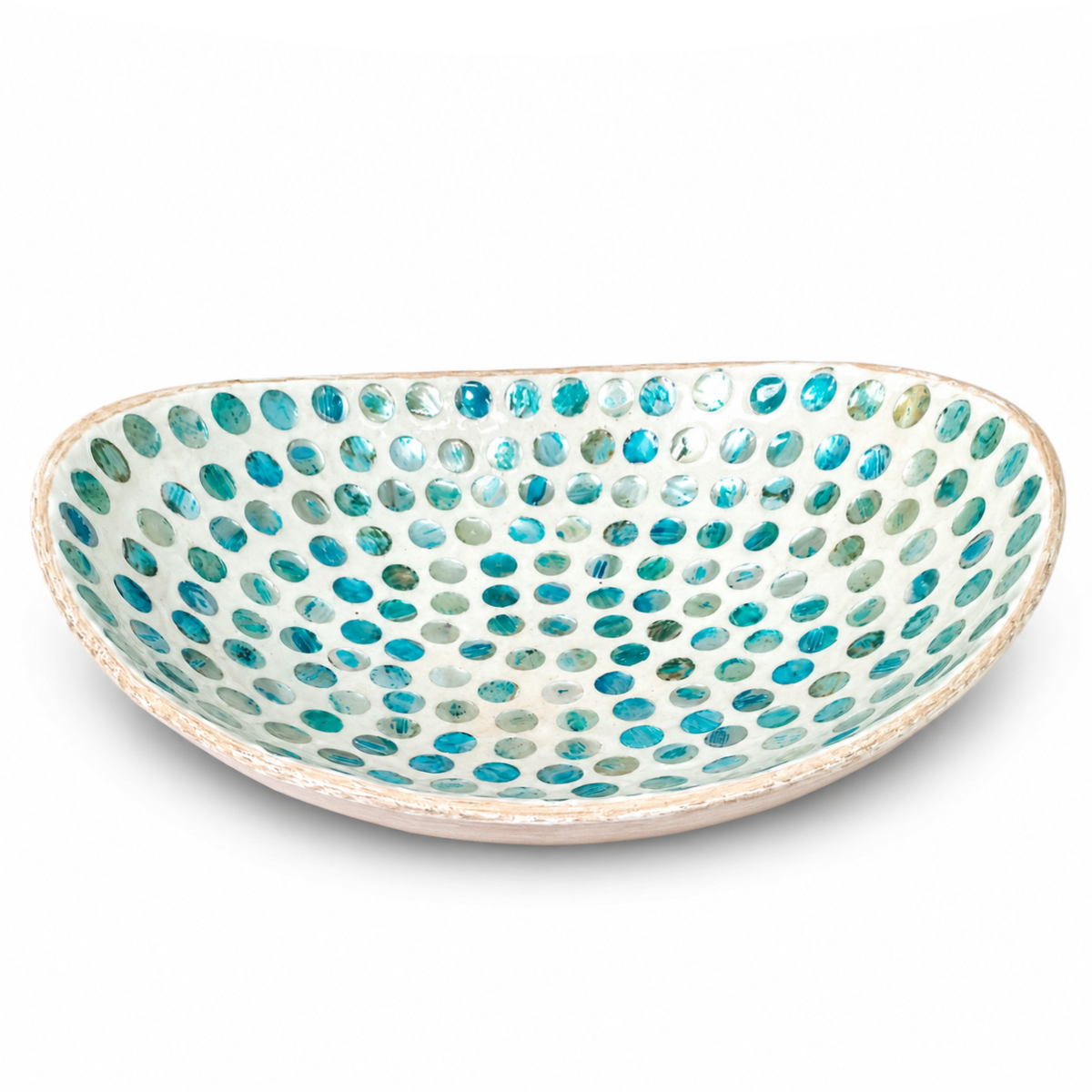 Small Blue Mother of Pearl Oval Platter B12S-KT – Decorative Display Platter