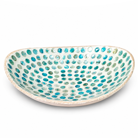 Small Blue Mother of Pearl Oval Platter B12S-KT – Decorative Display Platter