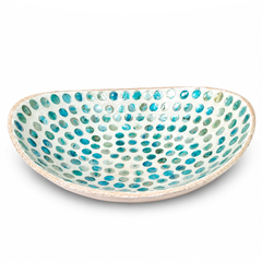 Small Blue Mother of Pearl Oval Platter B12S-KT – Decorative Display Platter