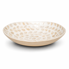 Oval Mother of Pearl Platter Small – Beige & Ivory Decorative Inlay Bowl