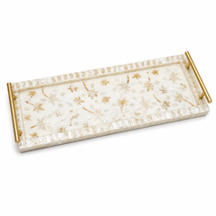 Rectangular Mother of Pearl Tray with Handles HTRY02S – Decorative Serving Tray
