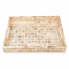 Medium Mother of Pearl Decorative Tray with Handles – Rectangular Mosaic Tray