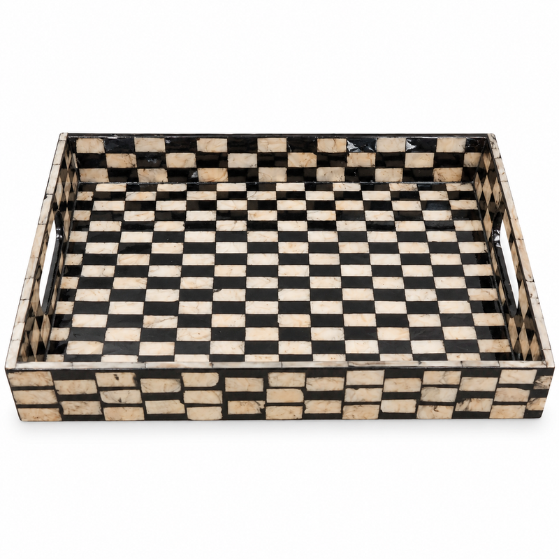 Small Black Mother of Pearl Decorative Tray K3S-KT – Elegant Serving & Display Tray