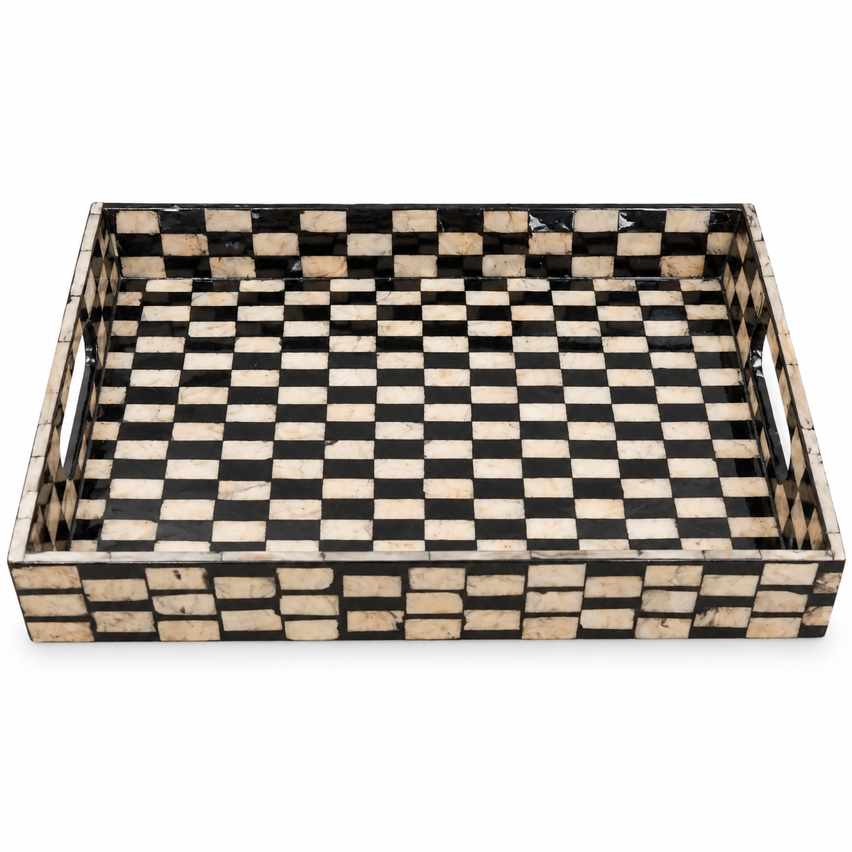 Small Black Mother of Pearl Decorative Tray K3S-KT – Elegant Serving & Display Tray