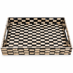 Small Black Mother of Pearl Decorative Tray K3S-KT – Elegant Serving & Display Tray