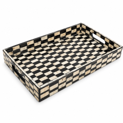 Small Black Mother of Pearl Decorative Tray K3S-KT – Elegant Serving & Display Tray