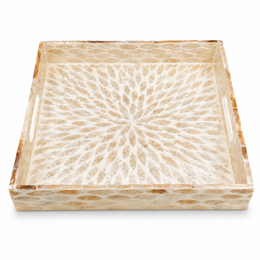 Small Mother of Pearl Decorative Tray with Handles – Mosaic Accent Tray