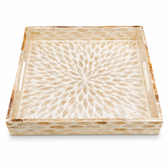 Small Mother of Pearl Decorative Tray with Handles – Mosaic Accent Tray
