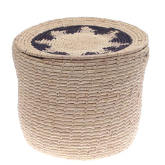 Handwoven Natural Storage Basket with Lid – Round Organizer (14x14 in, UC-B-10)