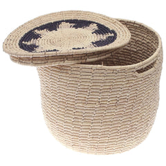 Handwoven Natural Storage Basket with Lid – Round Organizer (14x14 in, UC-B-10)