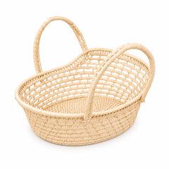 Natural Oval Woven Basket with Long Handles – 12 x 8.5 x 10 Inch