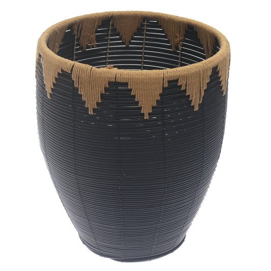 Large Black Woven Laundry Basket – 15 x 15 x 20 Inch Storage Hamper