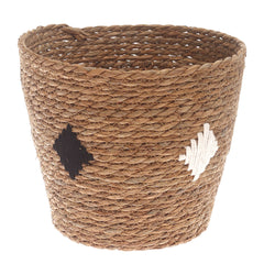 Medium Natural Woven Storage Basket with Accent Detail – 11 x 11 x 9.5 Inch