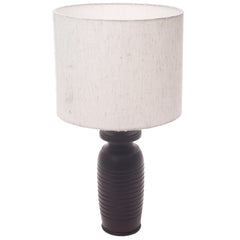 Wooden Rustic Table Lamp – Warm Boho Bedside Accent Light with Fabric Shade - Habitt