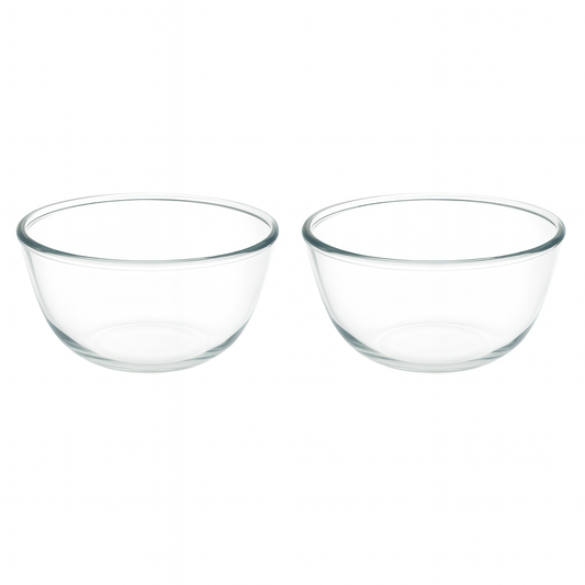 2-Piece Clear Glass Bowl Set – 2500 ml Large Mixing & Serving Bowls for Kitchen Use