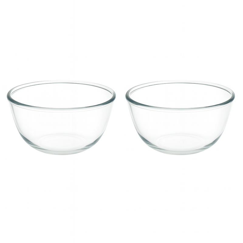 2-Piece Clear Glass Bowl Set – 2500 ml Large Mixing & Serving Bowls for Kitchen Use - Habitt