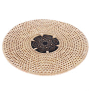 Handwoven Hot Plate Mat – Black & Gold Mandala Design Trivet (12 in, UC-B-35) - Habitt