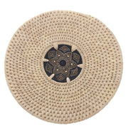 Handwoven Hot Plate Mat – Black & Gold Mandala Design Trivet (12 in, UC-B-35) - Habitt