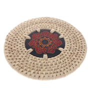 Handwoven Hot Plate Mat – Red & Gold Mandala Design Trivet (6 in, UC-B-39) - Habitt
