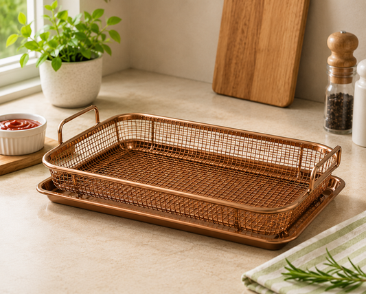 STAINLESS STEEL AIR FRYER BASKET 30X22 CM