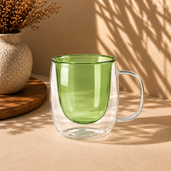 Coloured Double-Wall Glass Mug