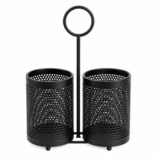 2-Section Iron Chopstick Holder – Double Kitchen Utensil Organizer