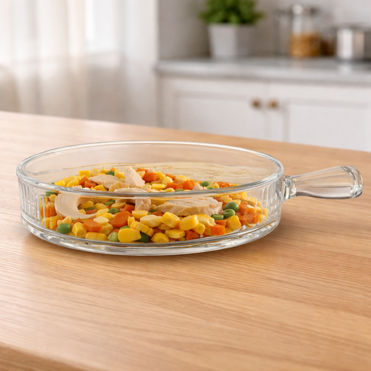 Heat Resistant Glass Serving Dish with Handle – Clear Oven-Safe Tableware