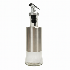 Stainless Steel Glass Oil Dispenser Bottle – 300ml & 500ml Leak-Proof Oil Control Pot for Kitchen, Cooking & Pouring