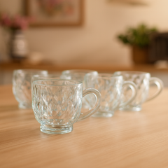 Clear Textured Glass Cup Set – 217ml (6 Pieces)