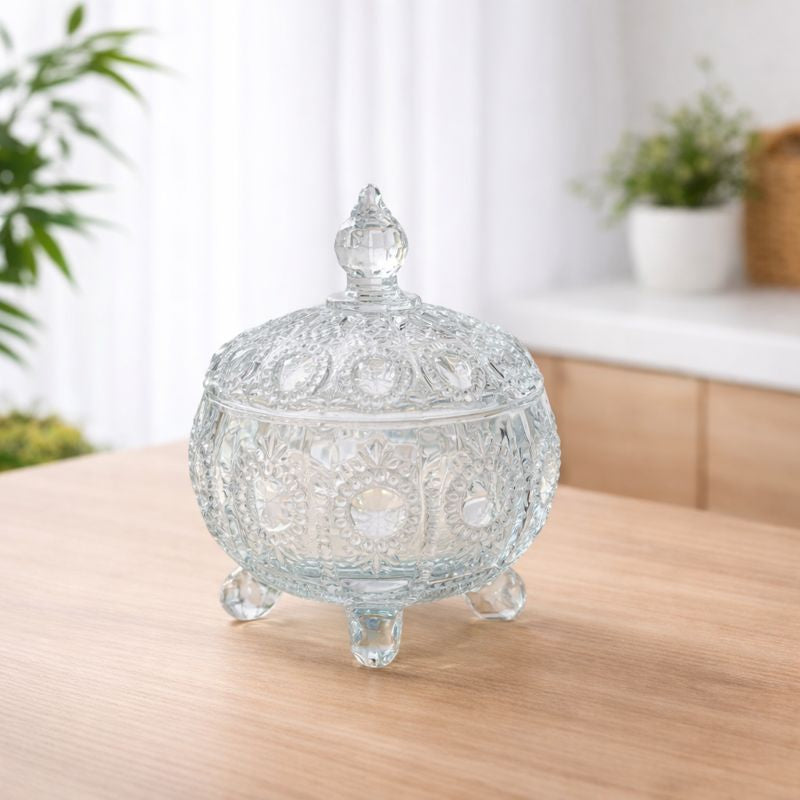 Crystal Cut Glass Storage Jar with Lid - Habitt