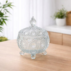 Crystal Cut Glass Storage Jar with Lid - Habitt