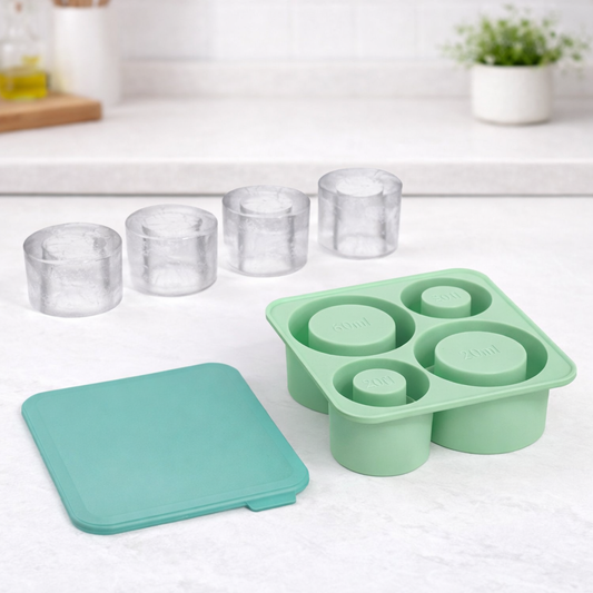 Silicone Ice Cube Molds – Large Round Ice Mold Tray with Lid