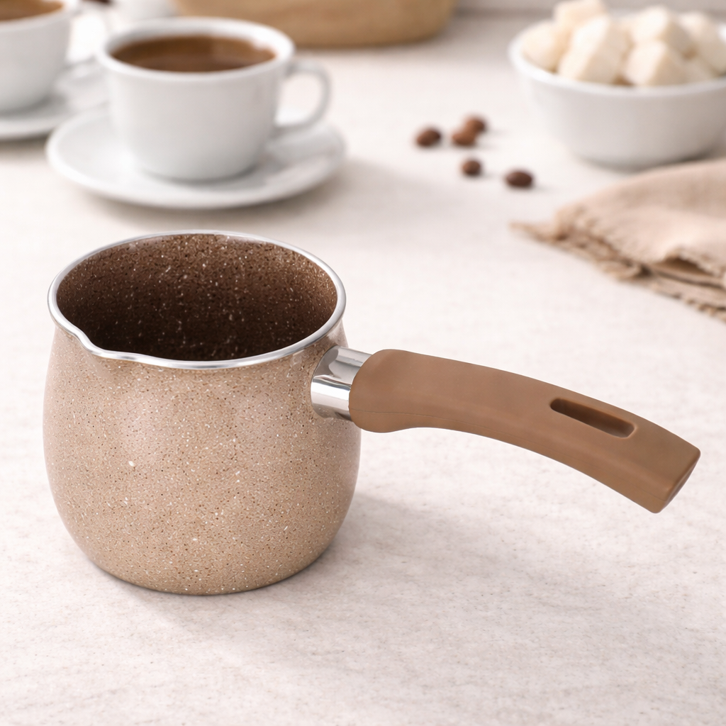 Iron Sauce Pan with Wood Handle – Non-Stick Finish (10 cm / 12 cm)