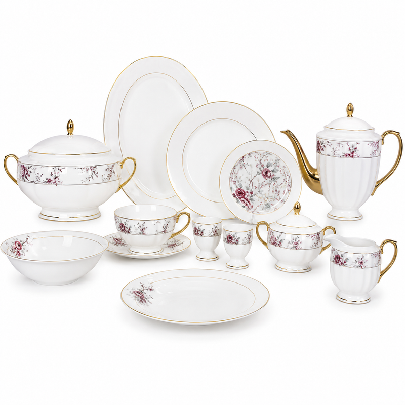 Elegant 65-Piece Dinner Set | Complete Dinnerware & Serving Collection