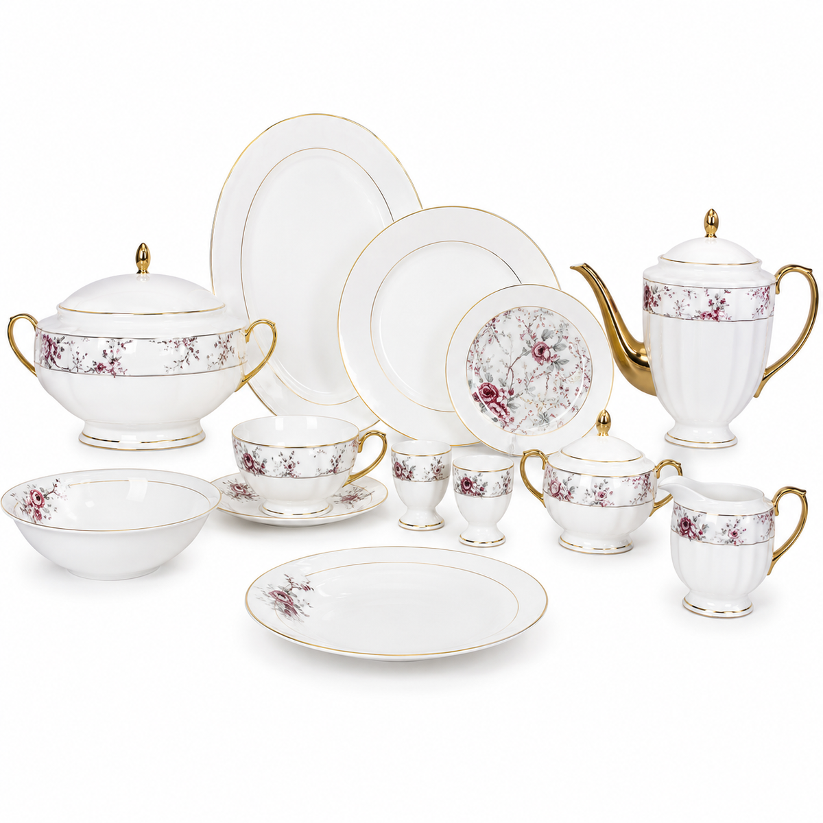 Elegant 65-Piece Dinner Set | Complete Dinnerware & Serving Collection