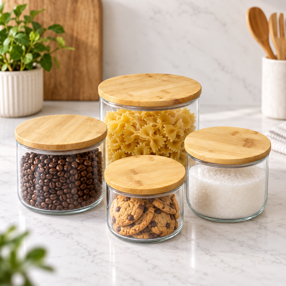 Round Glass Storage Box With Lid– 400ml, 620ml & 1520ml