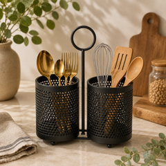 2-Section Iron Chopstick Holder – Double Kitchen Utensil Organizer