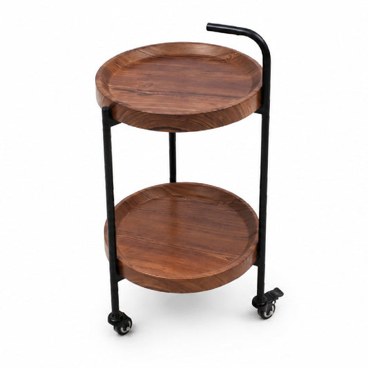 Clara Tea Trolley | Modern Wooden Serving Cart with Tray Shelves & Wheels - Habitt