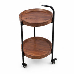 Clara Tea Trolley | Modern Wooden Serving Cart with Tray Shelves & Wheels - Habitt