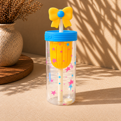 Cute Bow Design Water Bottle with Straw – Stylish Kids & Girls Drinking Bottle