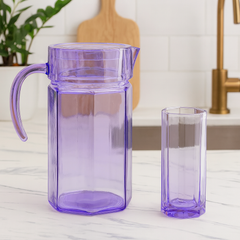 Purple-Tinted 7-Piece Water Set – 1.25 L Jug with 320 ml Glasses (Coloured Pressed Glass)
