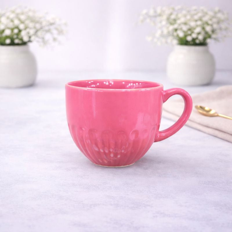 Classic Pink Ceramic Coffee Mug – Gloss Finish Everyday Tea & Coffee Cup - Habitt