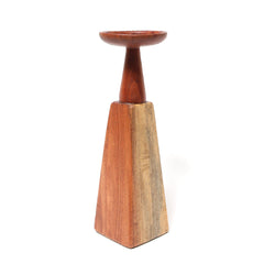 Handcrafted Wooden Geometric Candle Stand – Rustic Boho Decorative Candle Holder (Small/Medium/Large) - Habitt