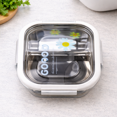 Food 2 Partition Stainless Steel Lunch Box – Dual Compartment Meal Container - Habitt