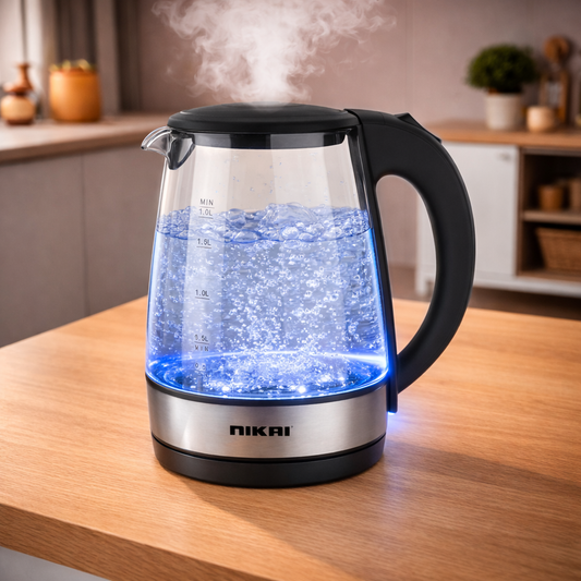 Nikai Electric Glass Kettle 1.7L – Model NK-323G | High Power Fast Boil Kettle - Habitt