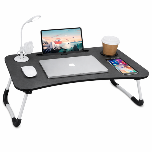 Imperial Dynamic Laptop Table – Foldable Bed Desk with USB Port, Cooling Fan & Light - Habitt