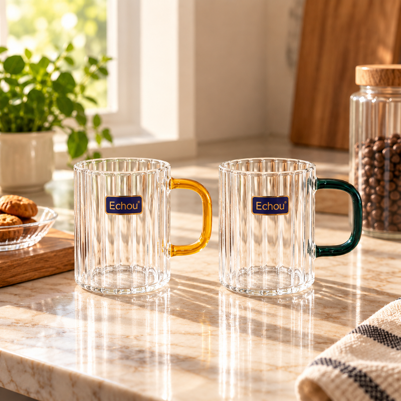 Glass Mug with Colored Handle – 300ML